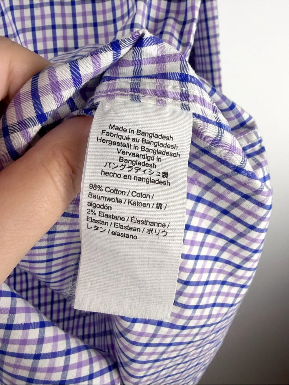 J Crew Men’s Plaid Gingham Button Up Flex Wrinkle Free Small Purple Blue Preppy